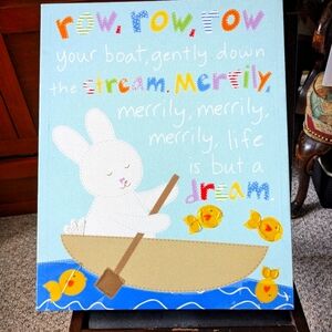Row row row your boat canvas picture on wood frame